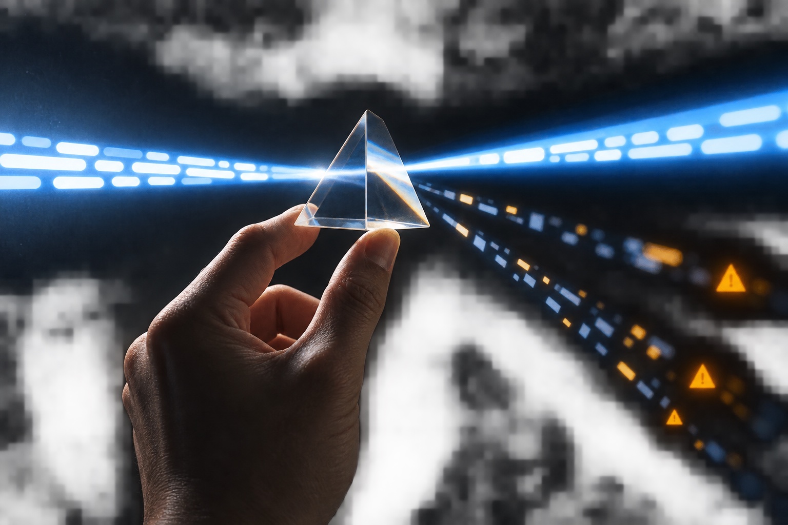 A prism separates one inspectable source path from several unsupported answer paths.
