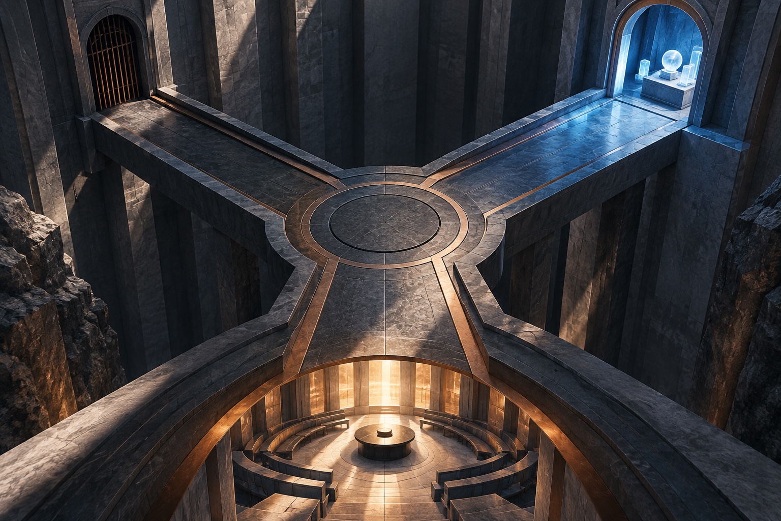 Three architectural Board review paths converging at a junction